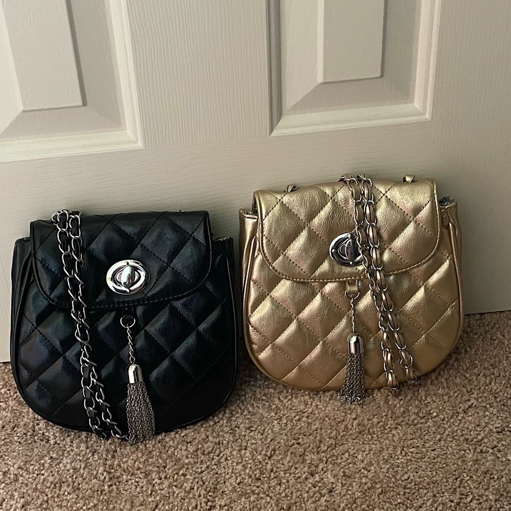 Steve Madden Gold Quilted Leather Cross Body Bag